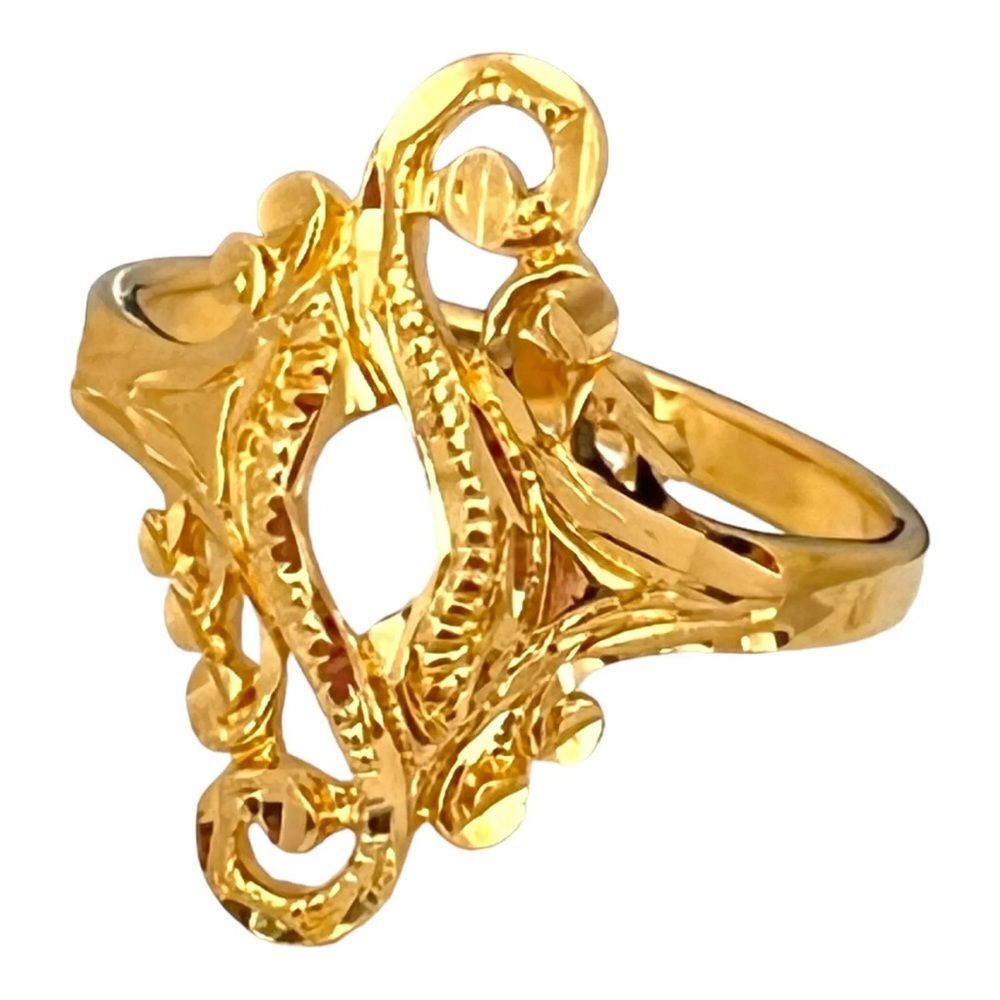 Vintage 1989 Castings On Parade Ring Size 7 Filigree Gold Plate NOS - 4Q